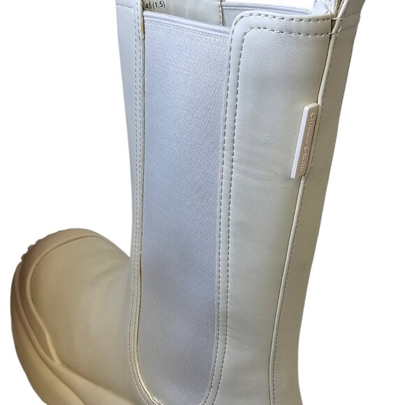 Charles & Keith Lug Sole Platform Rubber / Faux Leather Boots, Cream, Size 38/8 - Picture 8 of 9